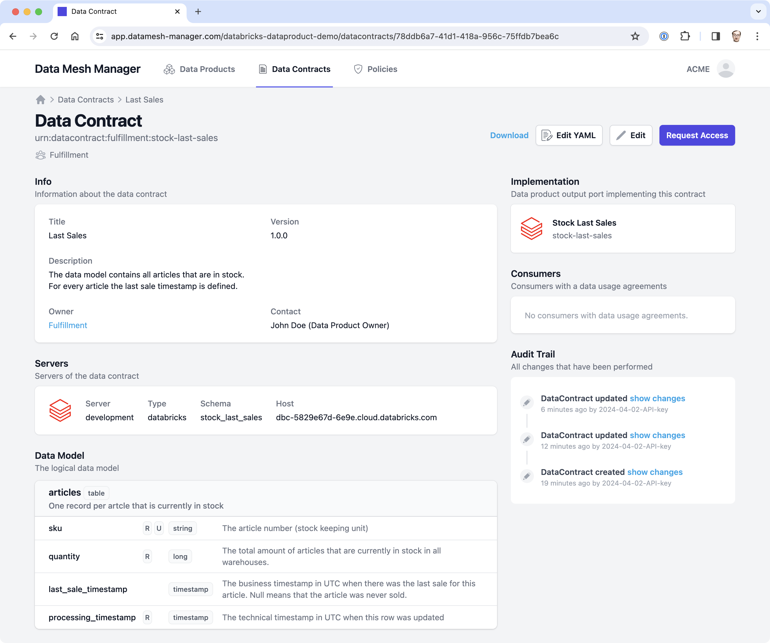 Metadata in Data Mesh Manager