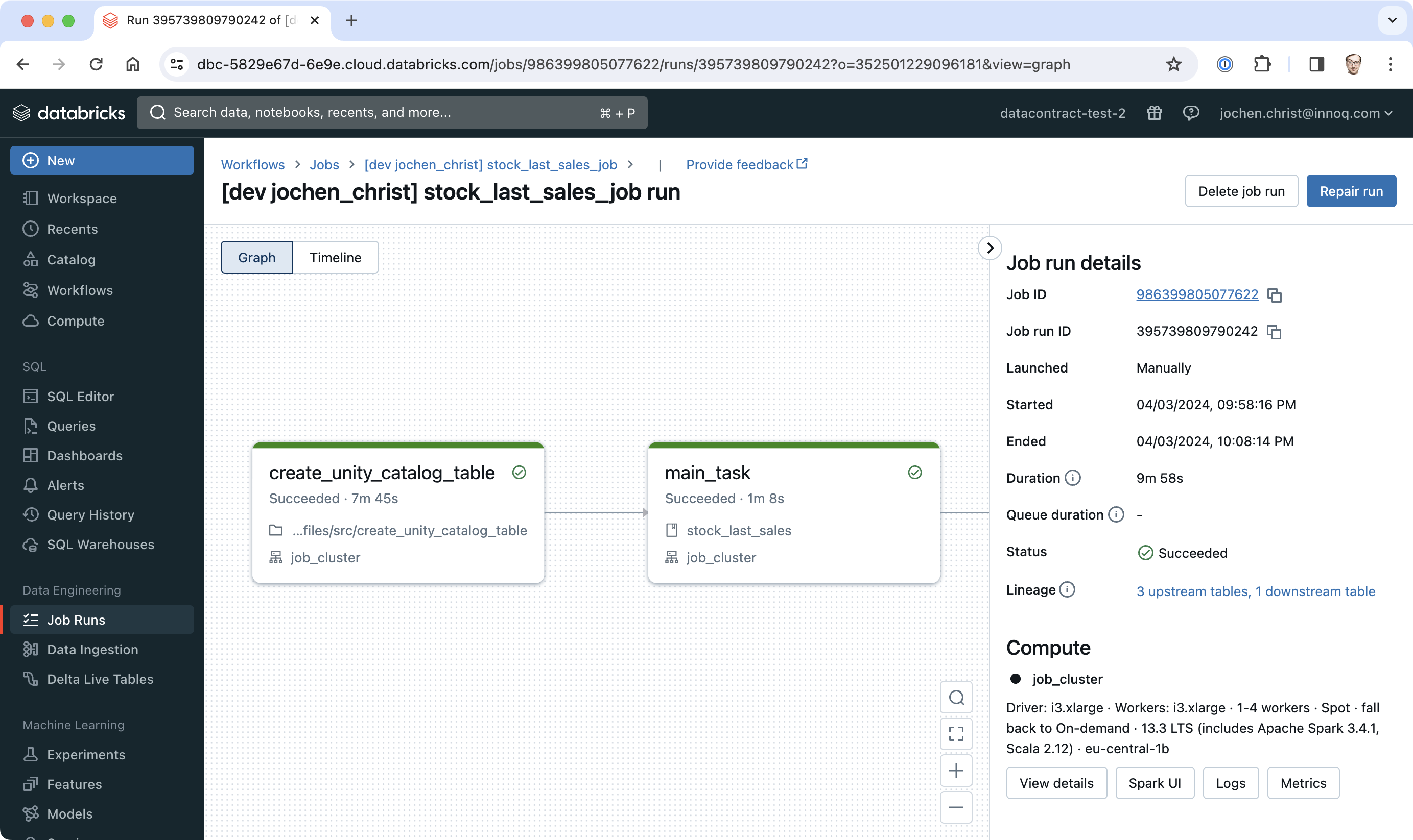 Job Run in Databricks